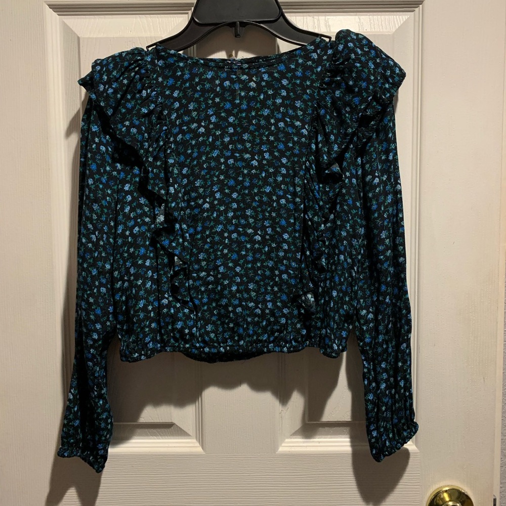 Wild Fable Floral Ruffle High Neck Blouse